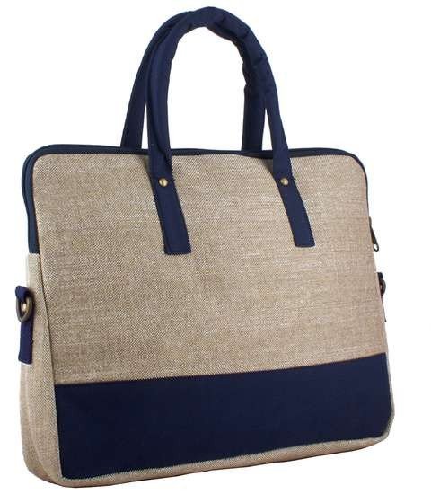 Hand-loomed jute laptop tote