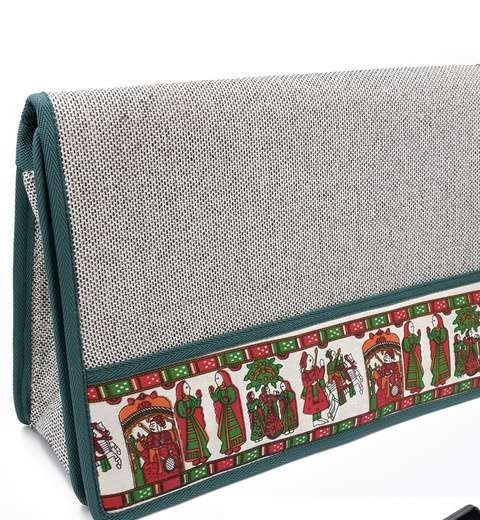 Jute laptop bag with traditional print