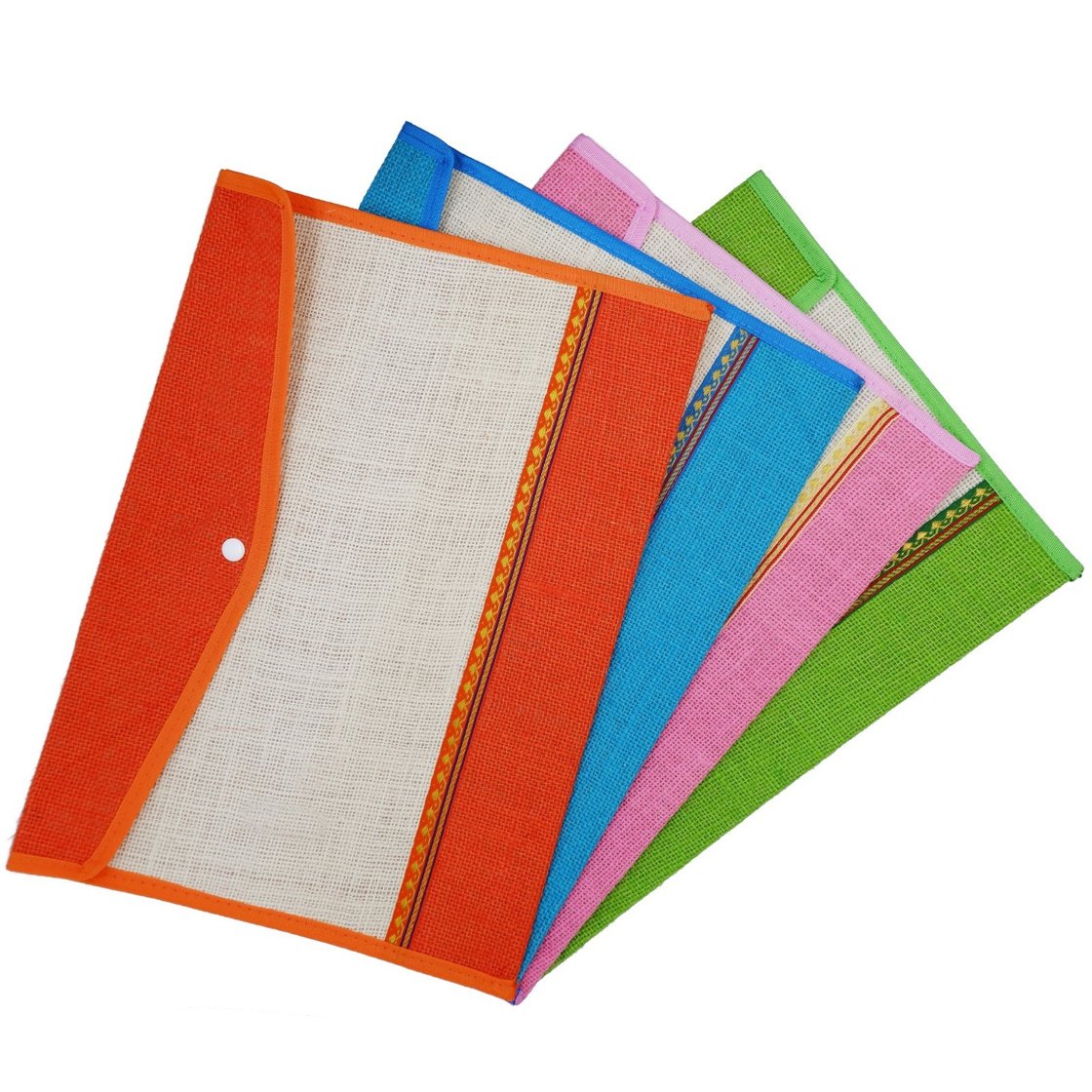 Jute Folder Button Flap — Multicolor