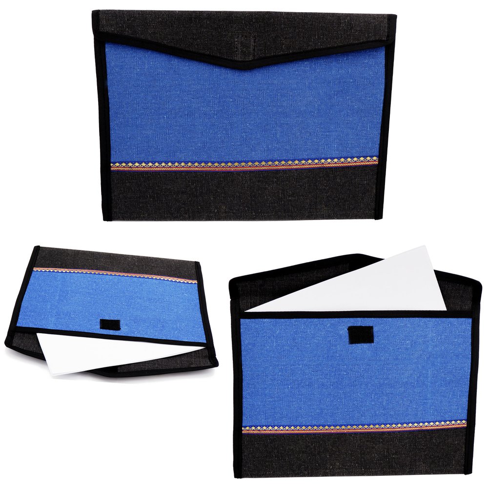 Jute Folder Envelope — Blue/Black