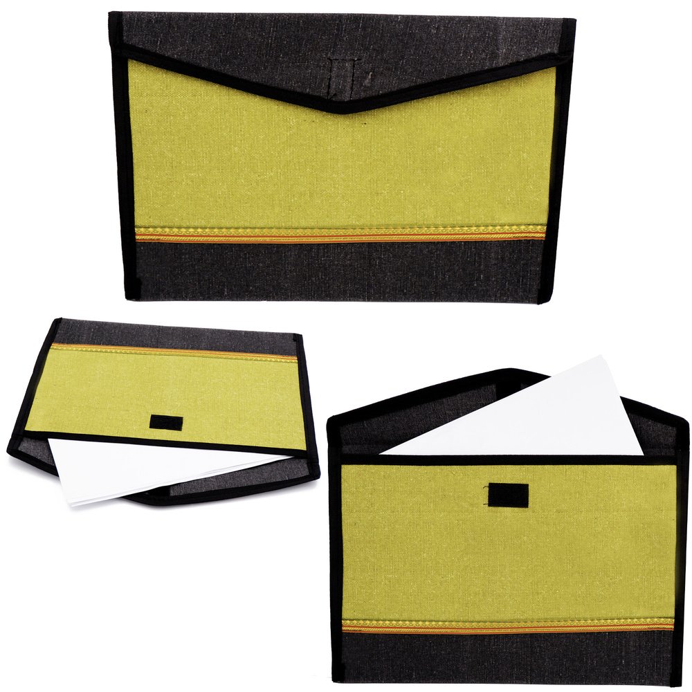 Jute Folder Envelope — Olive/Black