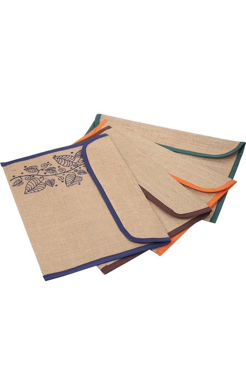 Jute Folder Leaf Print — Multicolor