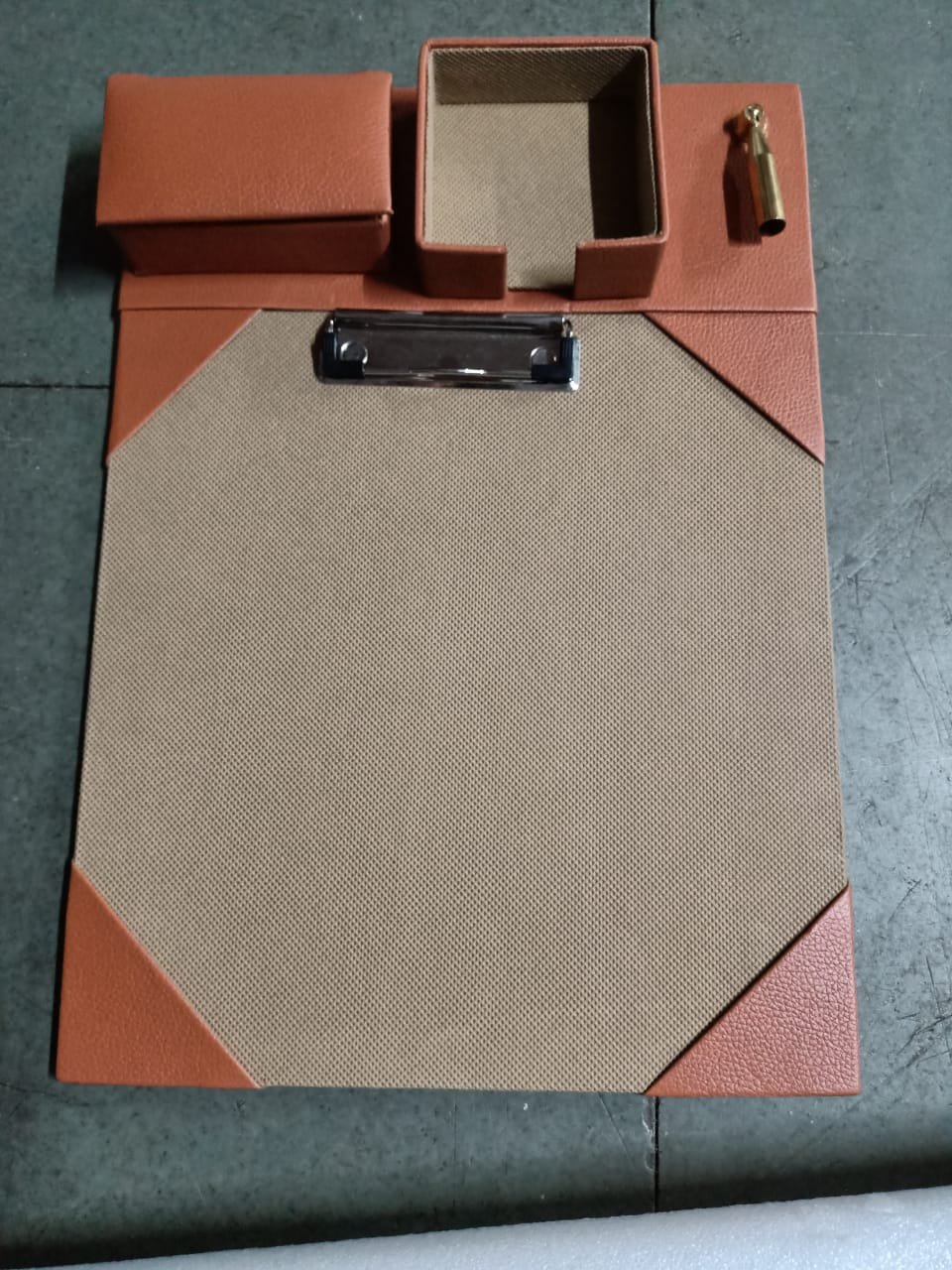 Desk Organizer Set — Table Top Item 902, Tan