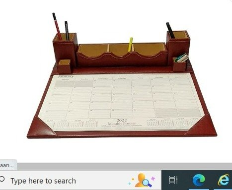 Desk Organizer with Calendar — Table Top Item 905, Maroon
